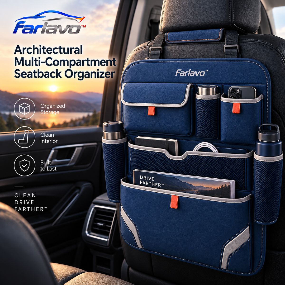 farlavo™ Architectural Multi-Compartment Seatback Organizer
