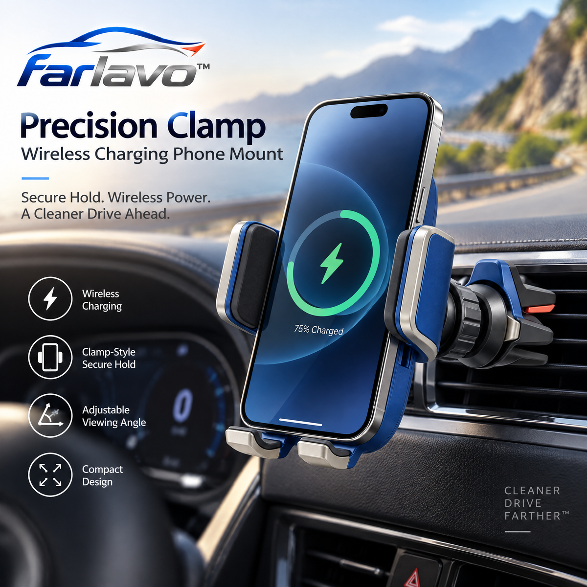 farlavo™ Precision Clamp Wireless Charging Phone Mount