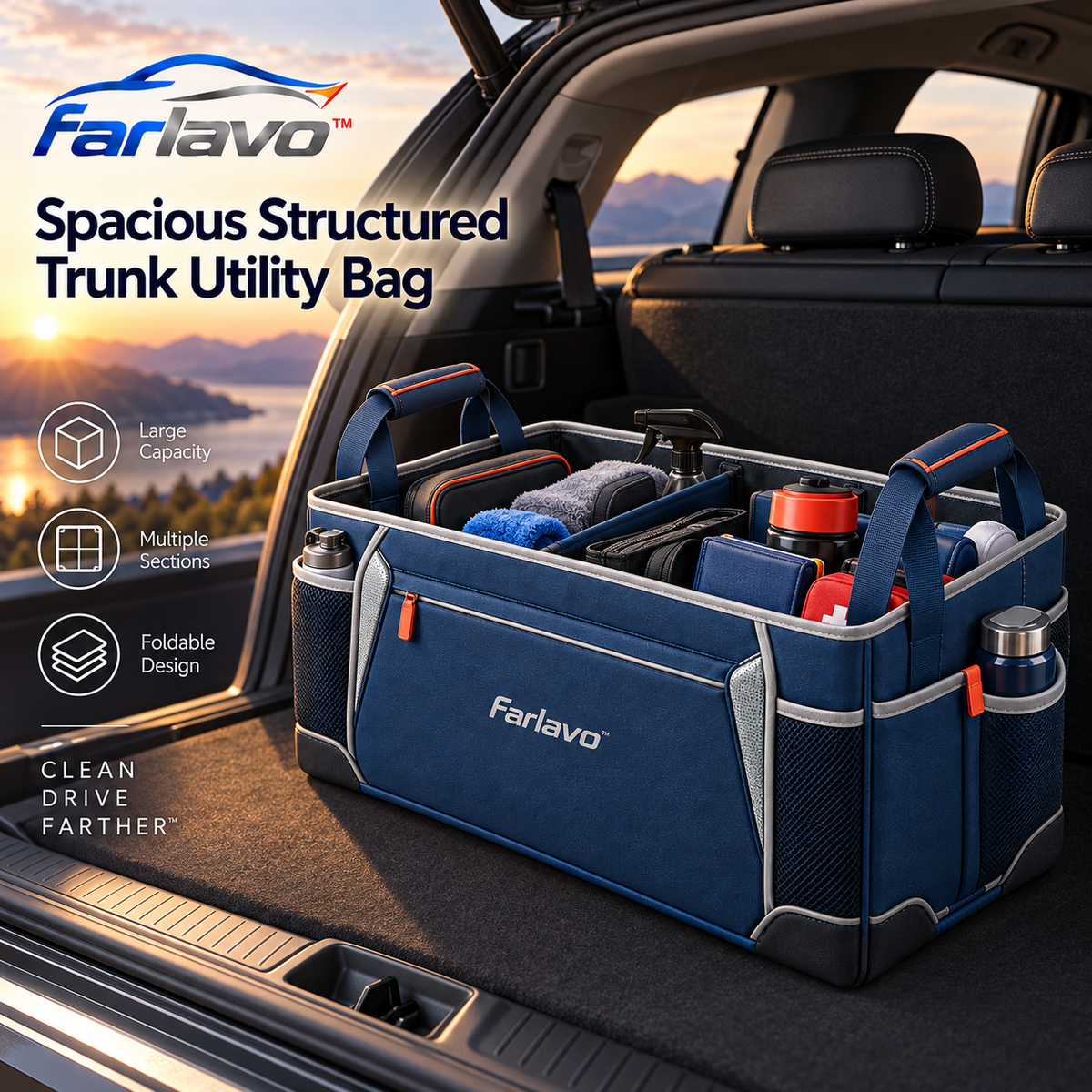 farlavo™ Spacious Structured Trunk Utility Bag