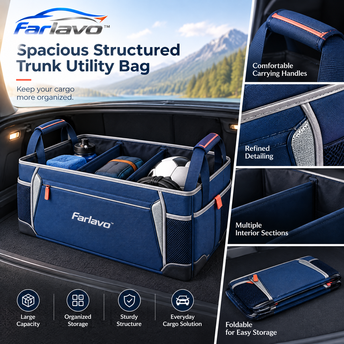 farlavo™ Spacious Structured Trunk Utility Bag