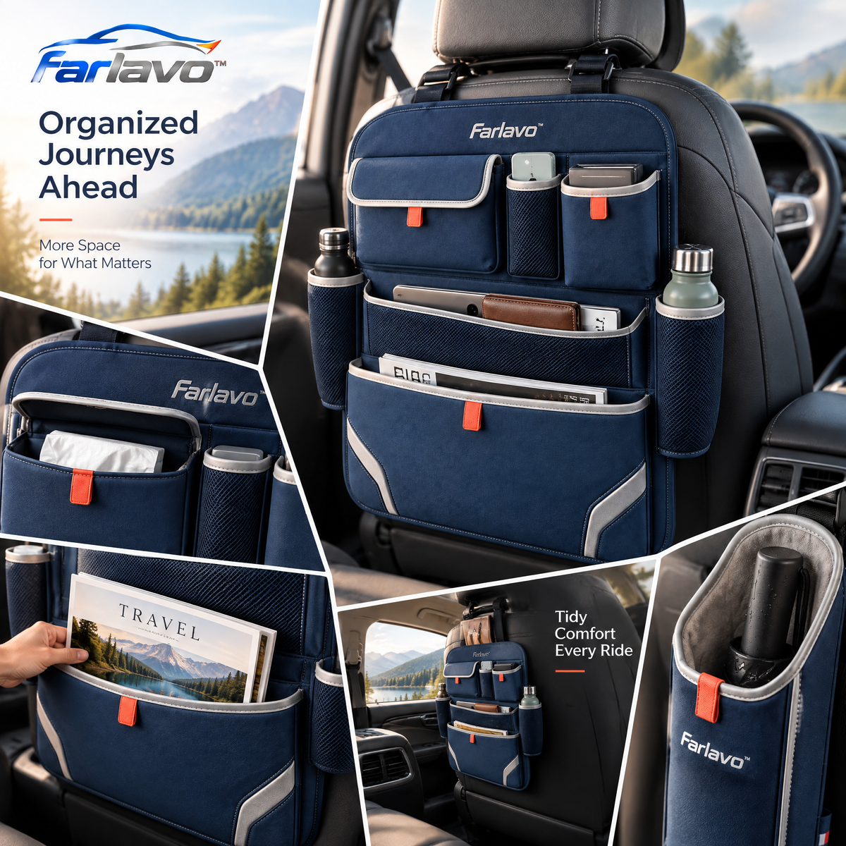 farlavo™ Architectural Multi-Compartment Seatback Organizer