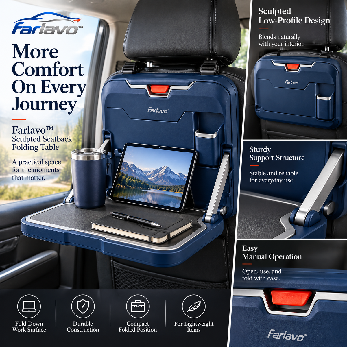 farlavo™ Sculpted Seatback Folding Table