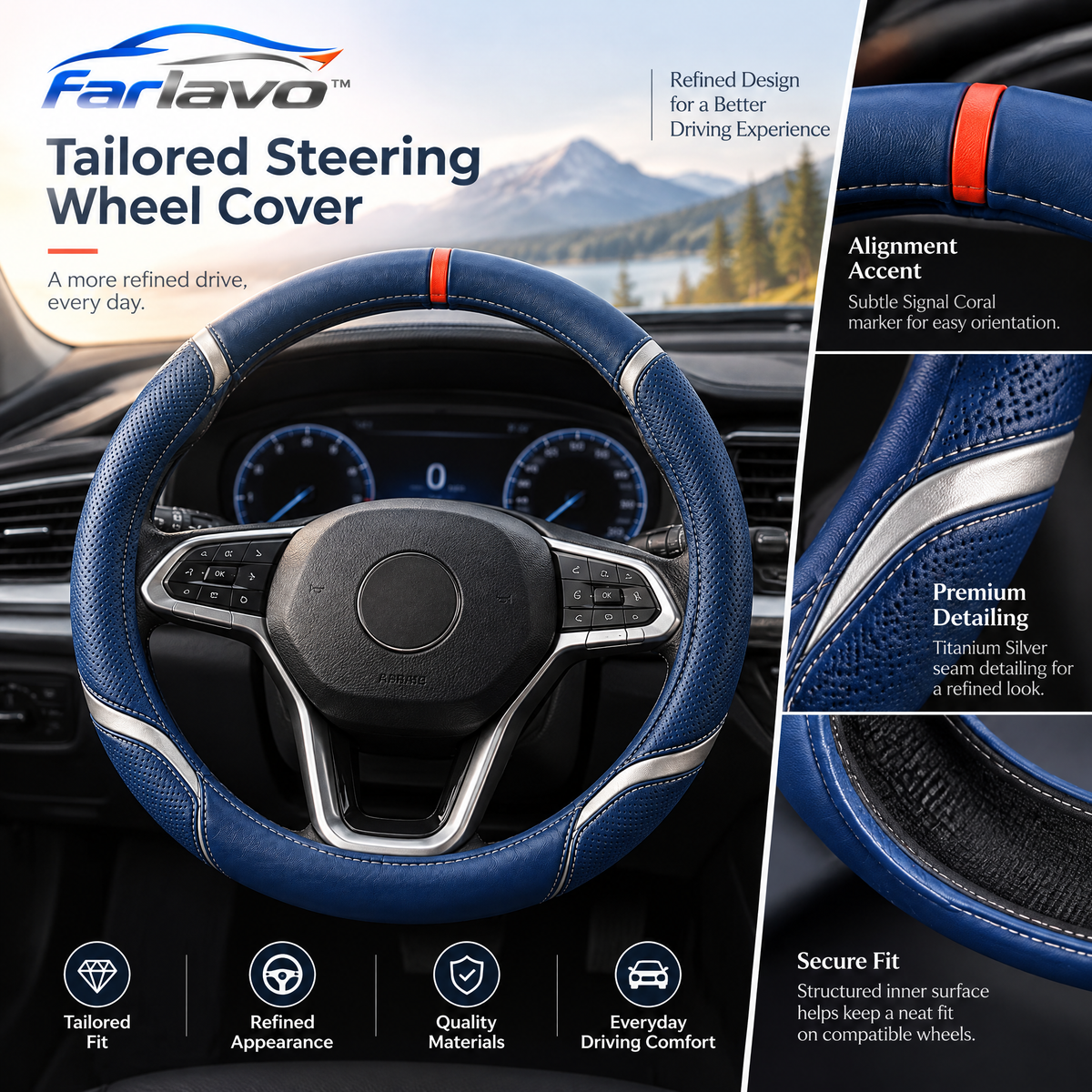 farlavo™ Tailored Steering Wheel Cover