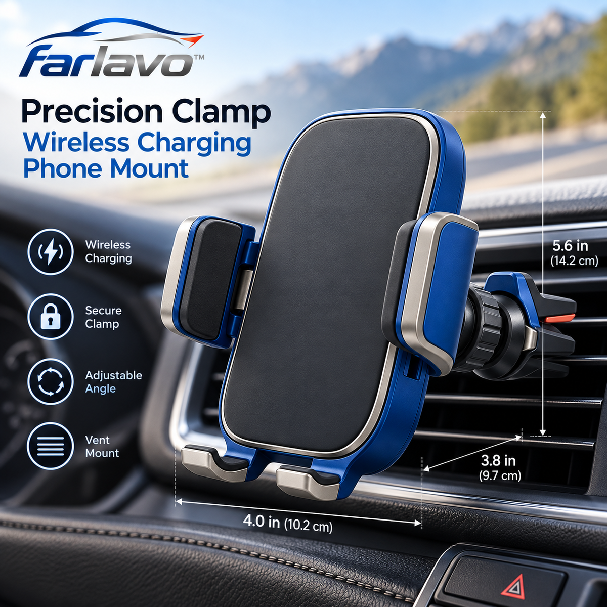farlavo™ Precision Clamp Wireless Charging Phone Mount