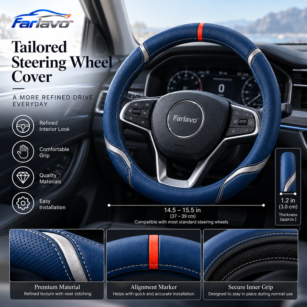 farlavo™ Tailored Steering Wheel Cover