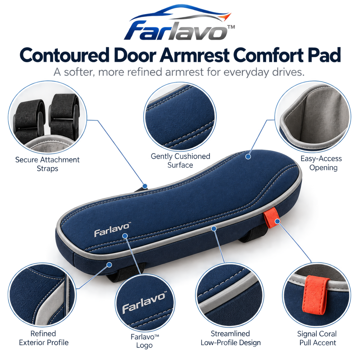 farlavo™ Contoured Door Armrest Comfort Pad