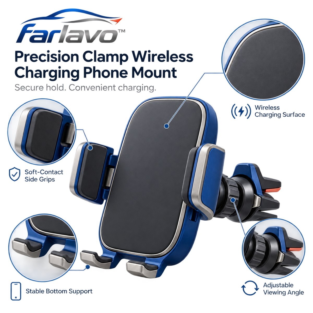 farlavo™ Precision Clamp Wireless Charging Phone Mount