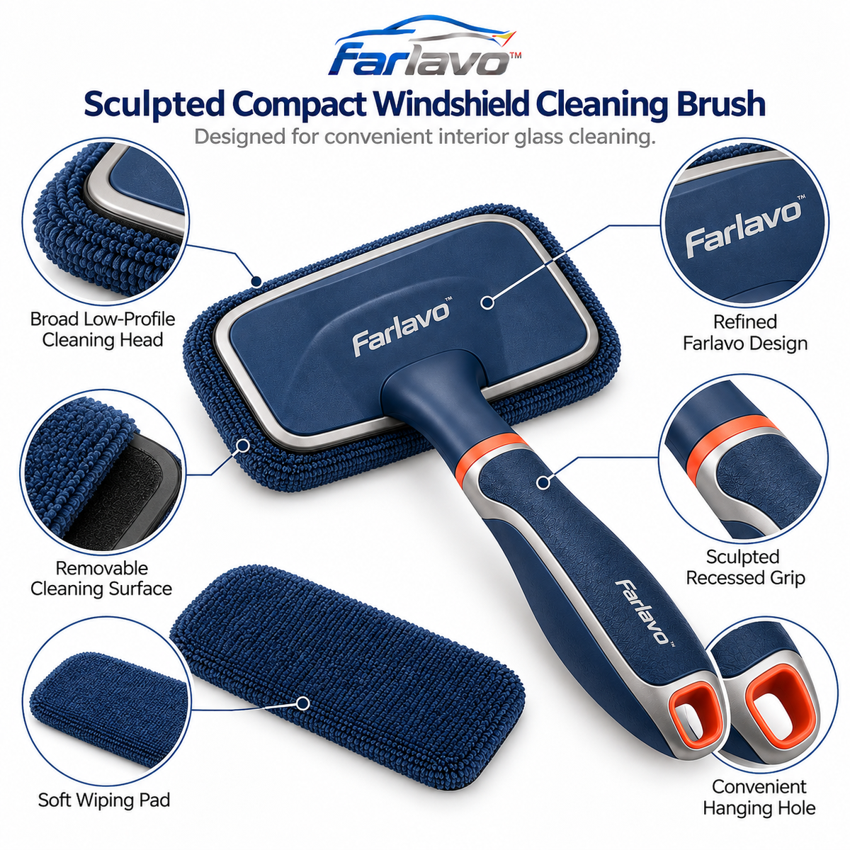 farlavo™ Sculpted Compact Windshield Cleaning Brush