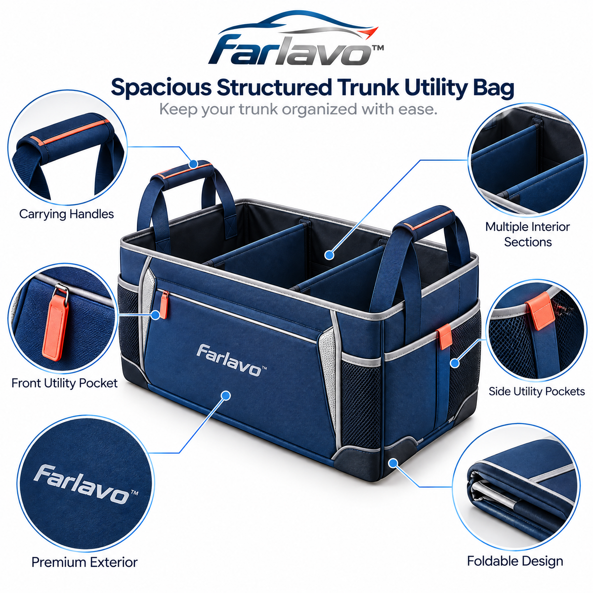 farlavo™ Spacious Structured Trunk Utility Bag